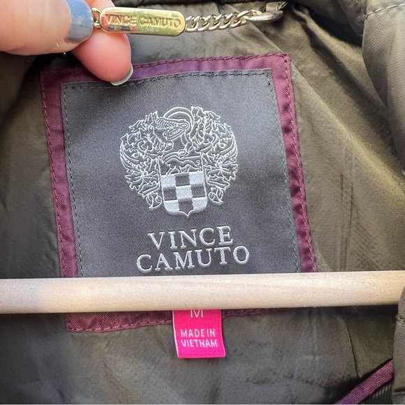 Vince Camuto Puffer Vest Green Brown Gold Accent - Picture 6 of 11